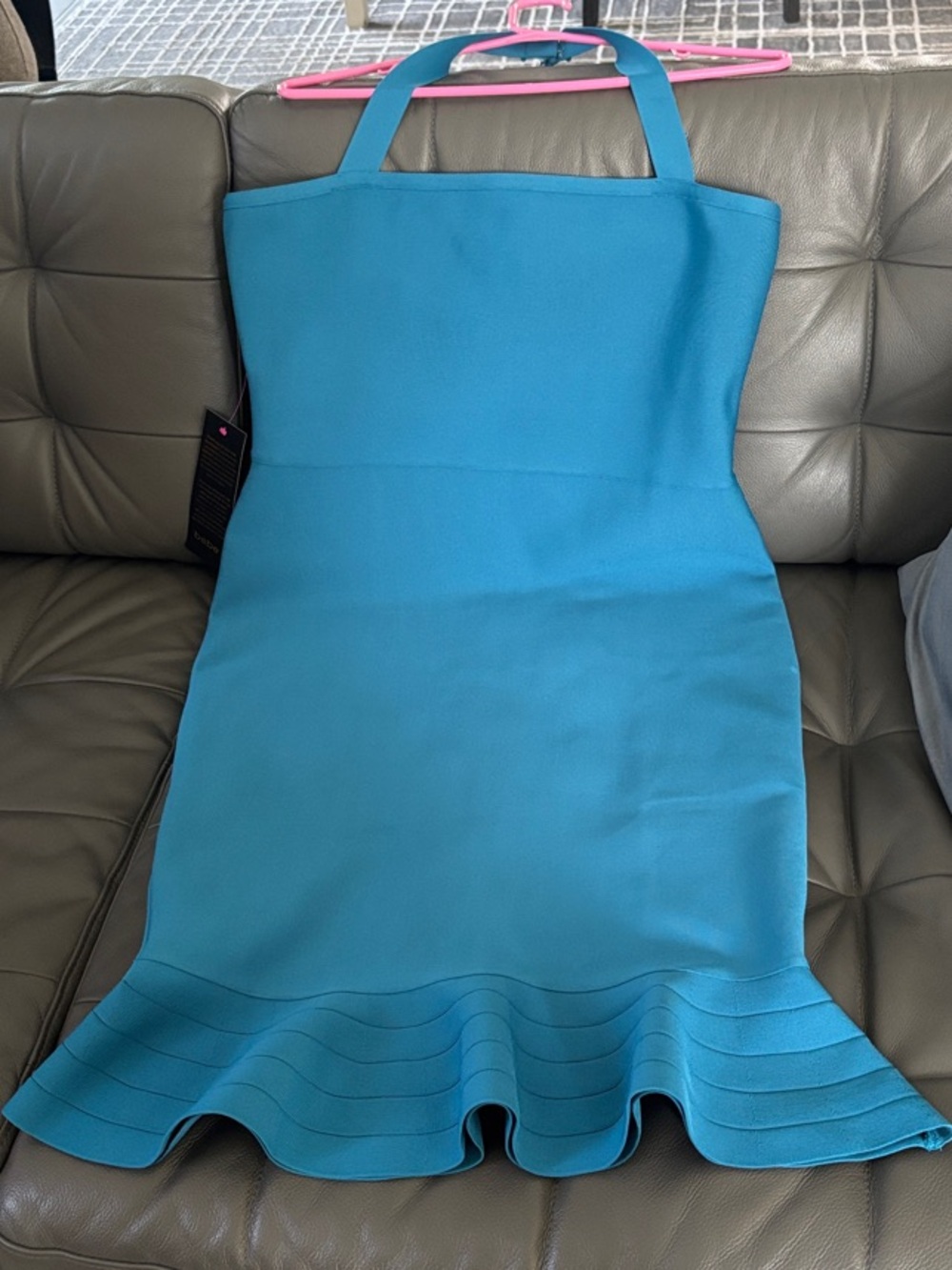 bebe Teal Bandage Fit-and-Flare Dress